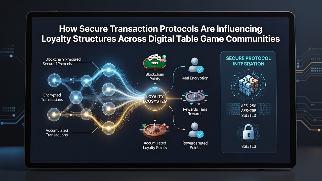 Network diagram showing loyalty point distribution across encrypted digital table game sessions