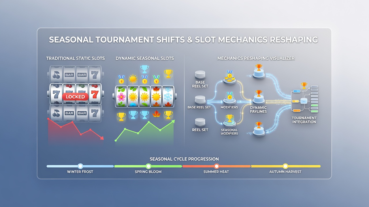 Analytics dashboard showing seasonal engagement metrics and slot mechanic performance trends